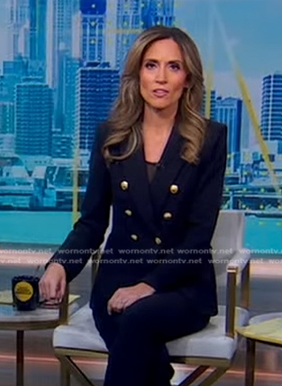 Rhiannon’s navy blazer with gold buttons on Good Morning America
