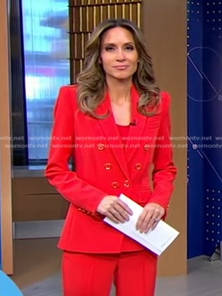 Rhiannon’s red double breasted blazer on Good Morning America