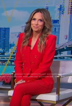 Rhiannon’s red double breasted blazer on Good Morning America