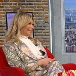 Robi Ludwig’s green floral print blazer and pants on NBC News Daily