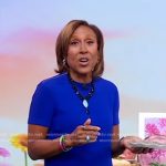 Robin’s blue zip-shoulder peplum top on Good Morning America