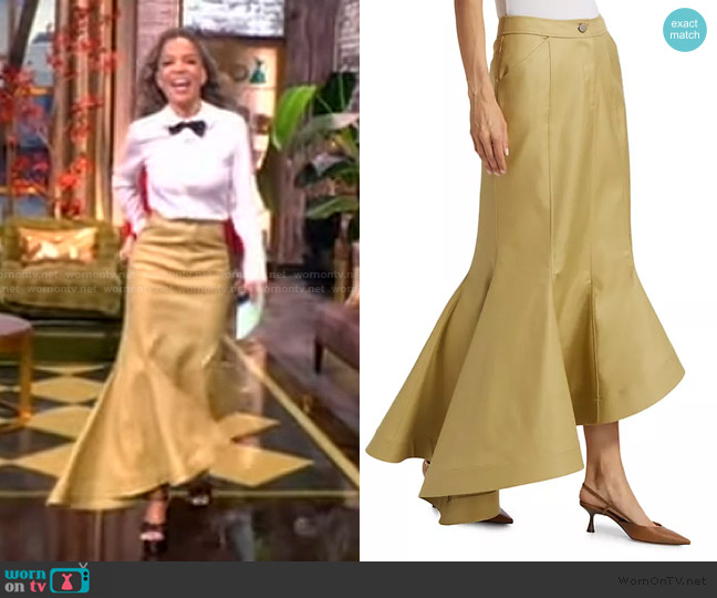 Rosie Assoulin Wave Cotton Twill Midi Skirt worn by Sunny Hostin on The View