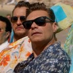 Ryan Seacrest’s navy print camp shirt on American Idol