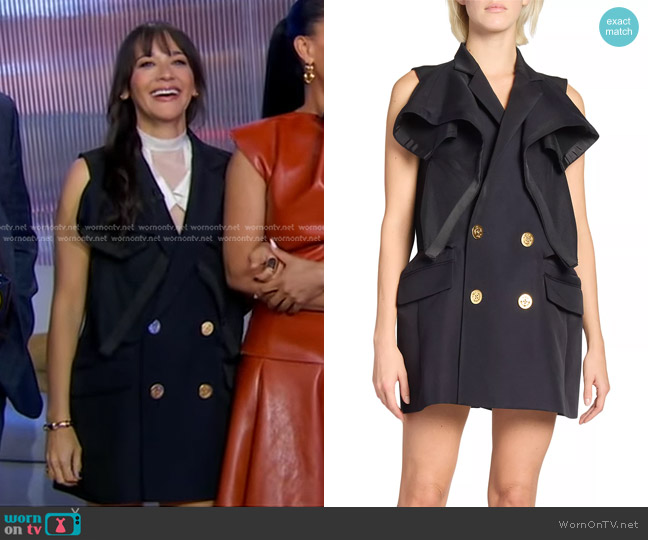 Sacai Emblem Double-Faced Silk-Cotton Vest in Navy Black worn by Rashida Jones on Good Morning America