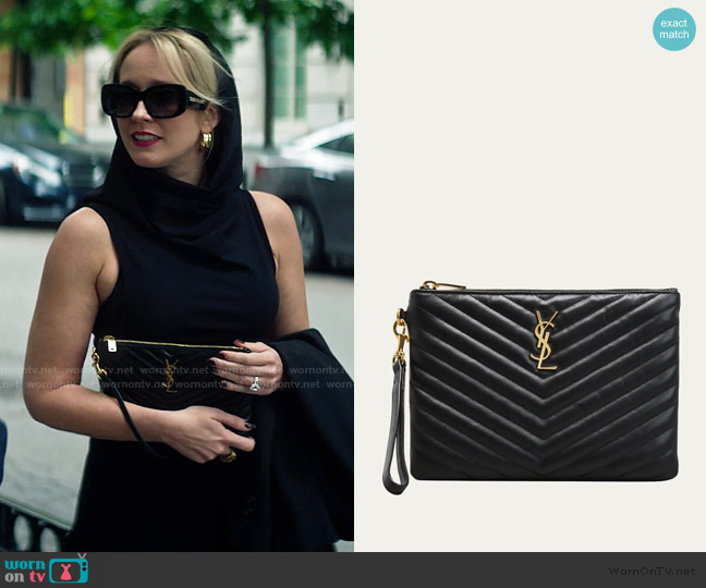 Saint Laurent YSL Monogram Small Pouch in Smooth Leather worn by Maddie Lockwood (Anna Camp) on You