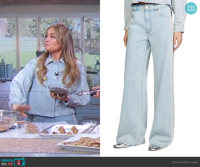 Sandro Beaded Jeans worn by Alix Traeger on Good Morning America