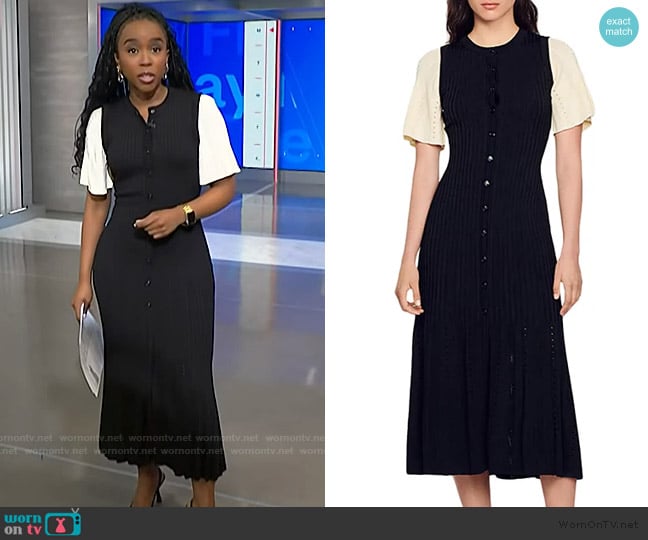 Sandro Menia Midi Dress worn by Zinhle Essamuah on NBC News Daily