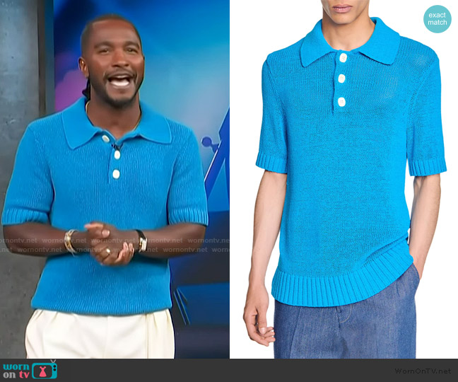 Sandro Stefano Polo Shirt worn by Scott Evans on Access Hollywood