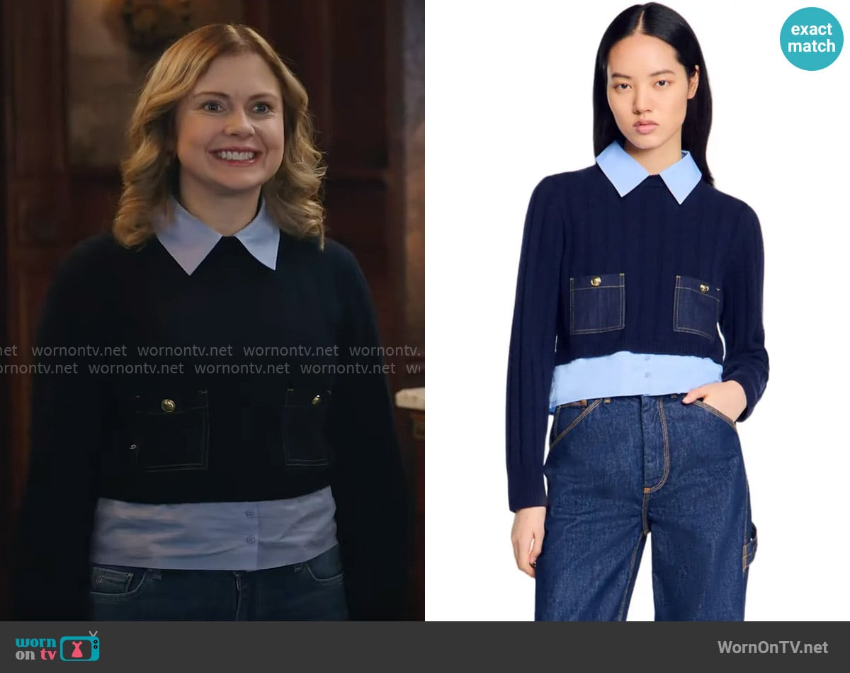 Sandro Jules Layered Look Sweater worn by Sam (Rose McIver) on Ghosts