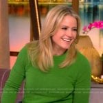 Sara’s green knit sweater and satin skirt on The View