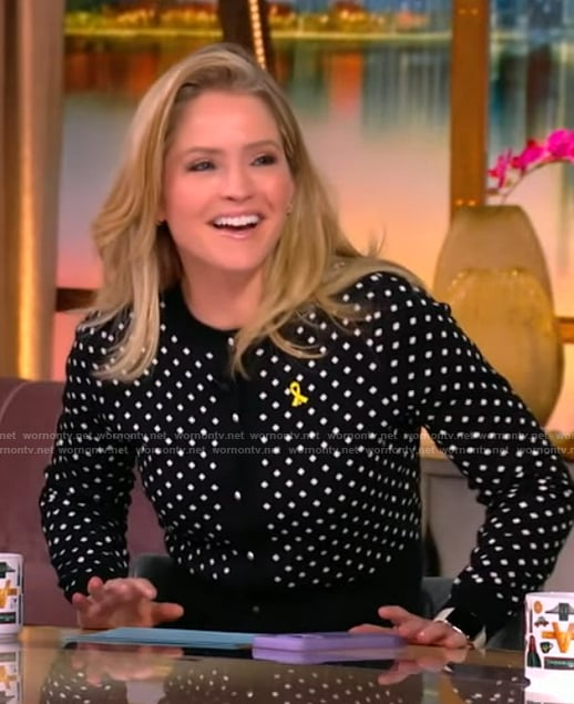 Sara’s polka dot print cardigan on The View