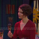 Sarah’s red ribbed button front knit dress on Days of our Lives