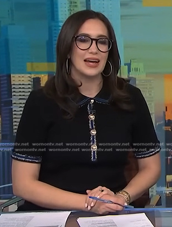 Savannah’s black contrast trim polo top on NBC News Daily