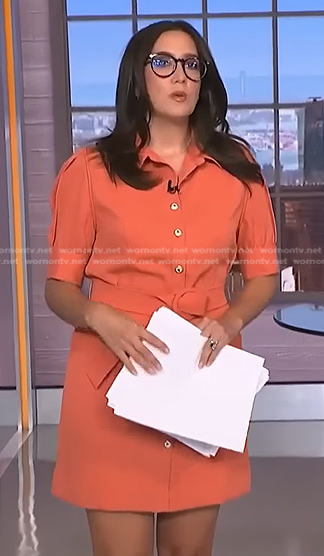 Savannah Sellers’s orange belted mini dress on NBC News Daily