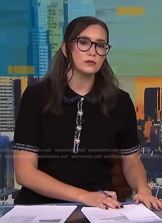 Savannah’s black contrast trim polo top on NBC News Daily