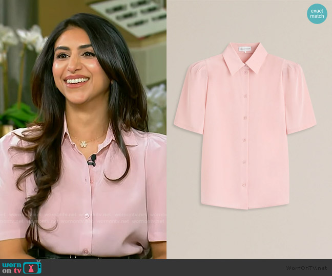 Scanlan Theodore Silk Gather Sleeve Shirt worn by Kiran Mian on Tamron Hall Show