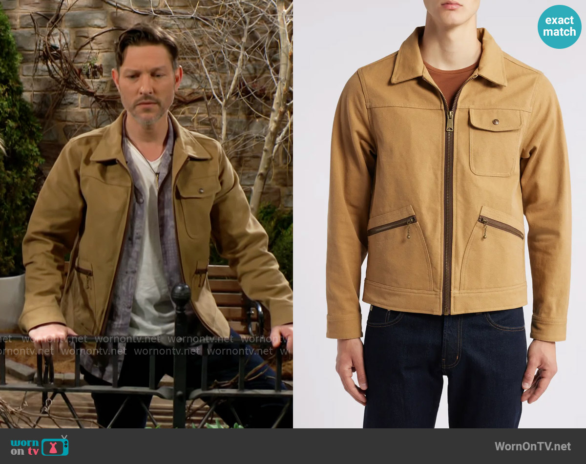 Schott NYC Cotton Canvas Zip-Up Utility Jacket worn by Daniel Romalotti (Michael Graziadei) on The Young and the Restless