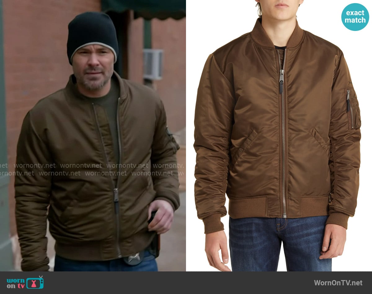 Schott Water Resistant MA-1 Flight Jacket worn by Adam Ruzek (Patrick John Flueger) on Chicago PD
