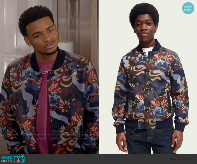 Scotch and Soda Jacquard Bomber Jacket worn by Kingston Jeremy (Nathaniel McIntyre) on All American