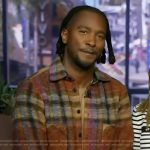 Scott’s plaid fuzzy jacket on Access Hollywood