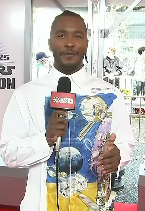 Scott’s space graphic shirt on Access Hollywood