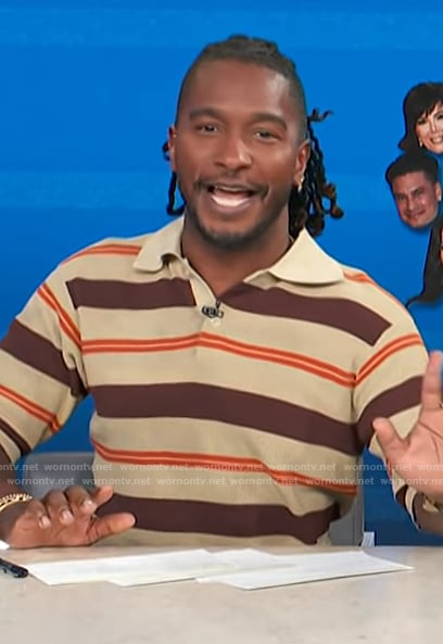 Scott’s striped polo on Access Hollywood
