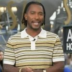 Scott’s stripe knit polo on Access Hollywood
