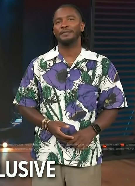Scott’s floral print shirt on Access Hollywood
