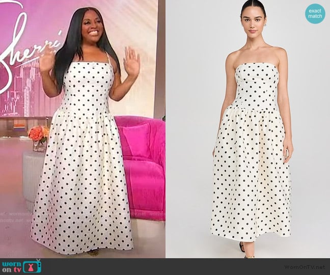 Self Portrait Cream Polka Dot Taffeta Midi Dress worn by Sherri Shepherd on Sherri