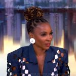 Shanola Hampton’s navy eyelet blazer and pants on The View