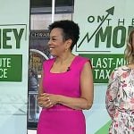 Sharon Epperson’s pink square neck midi dress on Today