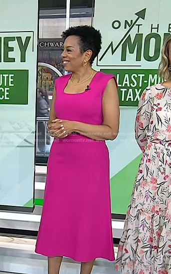 Sharon Epperson’s pink square neck midi dress on Today