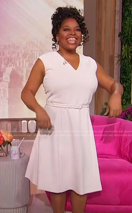 Sherri’s white belted dress on Sherri