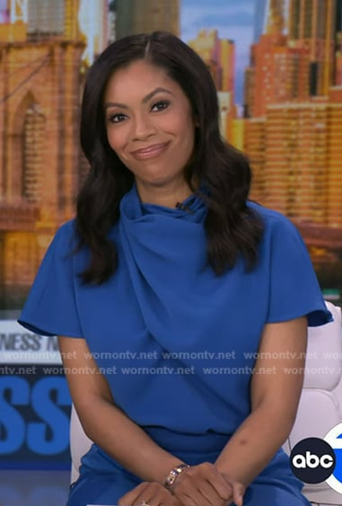 Shirleen’s blue short sleeve jumpsuit on Good Morning America