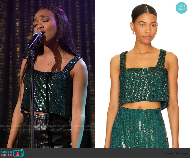 WornOnTV: Tori's green sequin crop top and skirt on All American