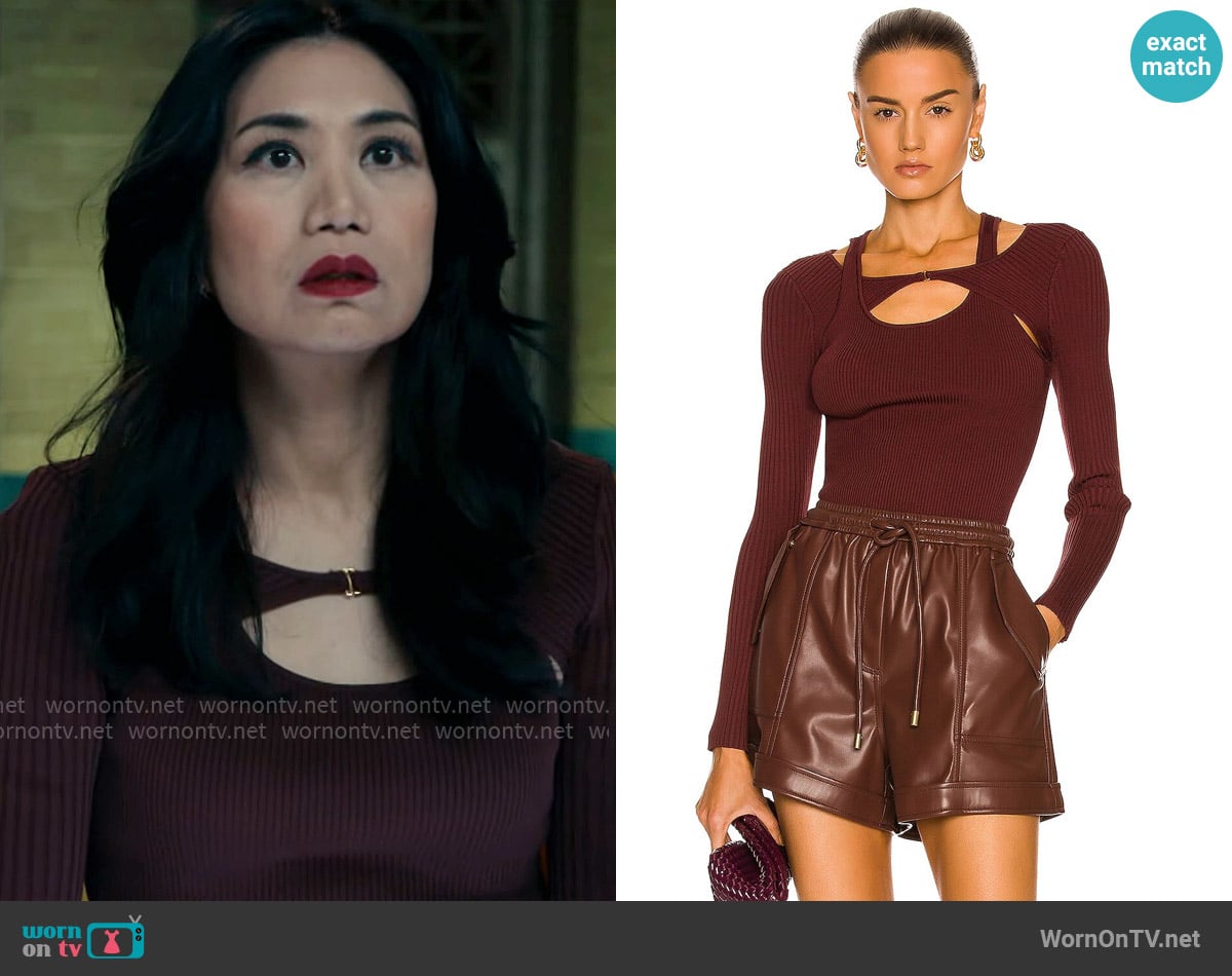 Simkhai Seraphina Top worn by Melody Bayani (Liza Lapira) on The Equalizer