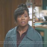 Simone’s blue short trench jacket on Greys Anatomy