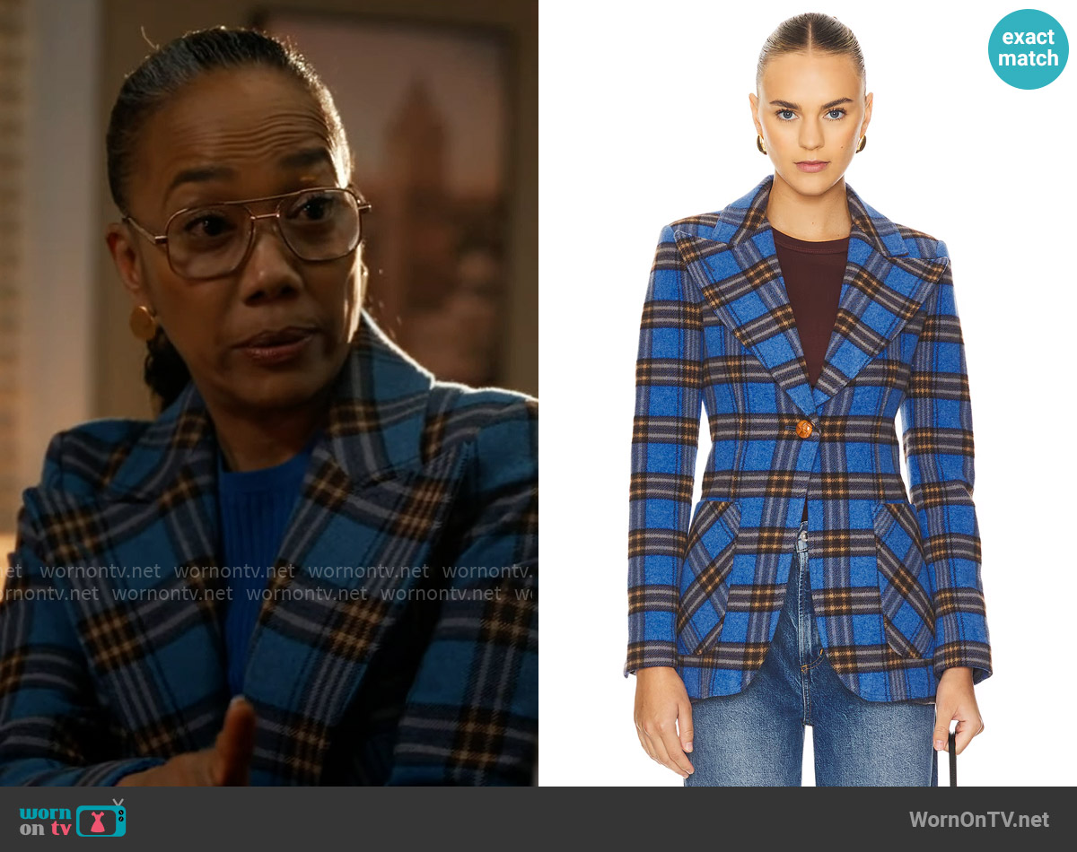 Smythe Patch Pocket Birkin Blazer in French Blue worn by Amanda Wagner (Sonja Sohn) on Will Trent