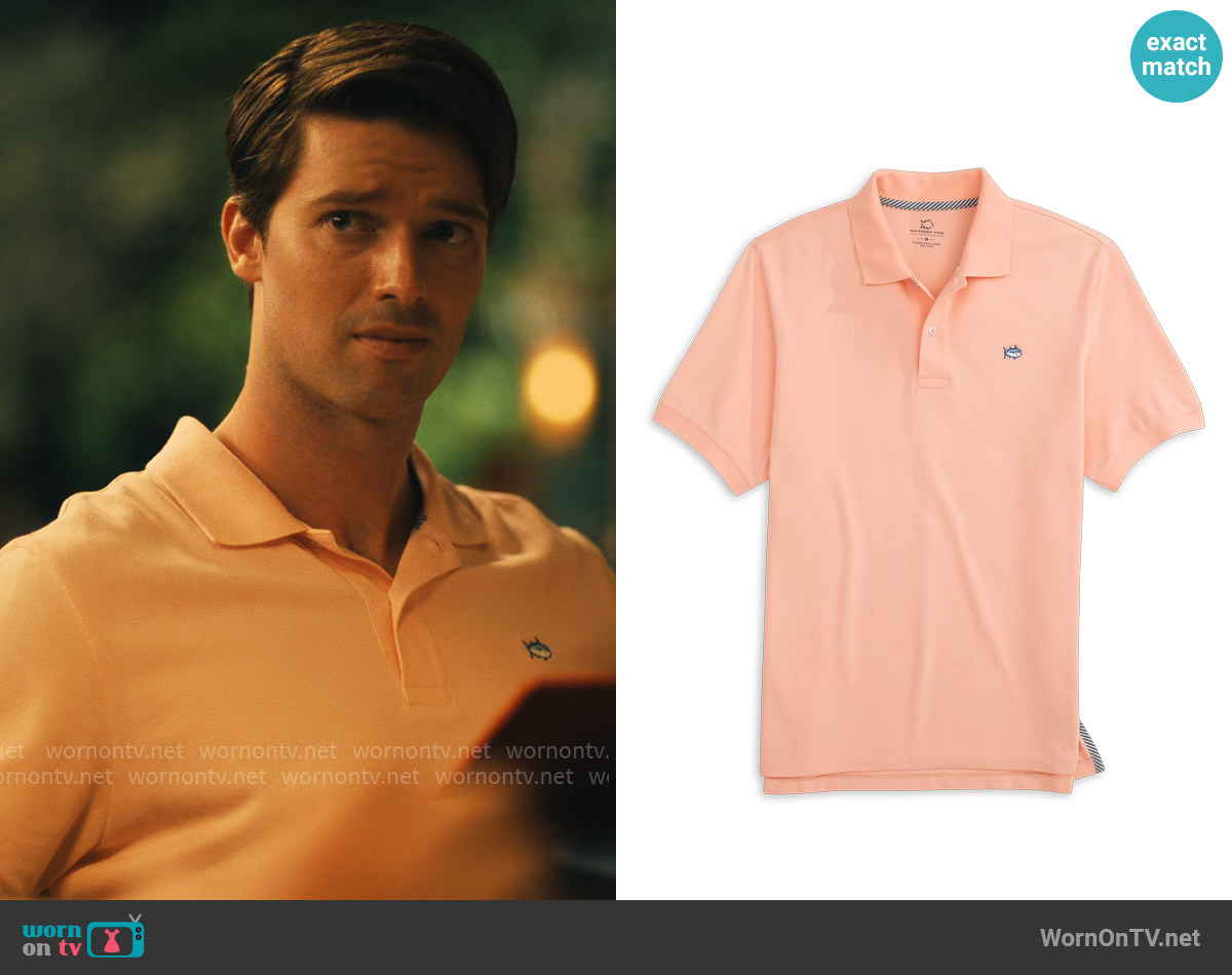 Southern Tide Skipjack Polo worn by Saxon Ratliff (Patrick Schwarzenegger) on The White Lotus