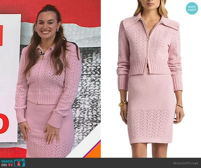 St. John Chevron Zip Cardigan in Celi worn by Hannah Berner on Today
