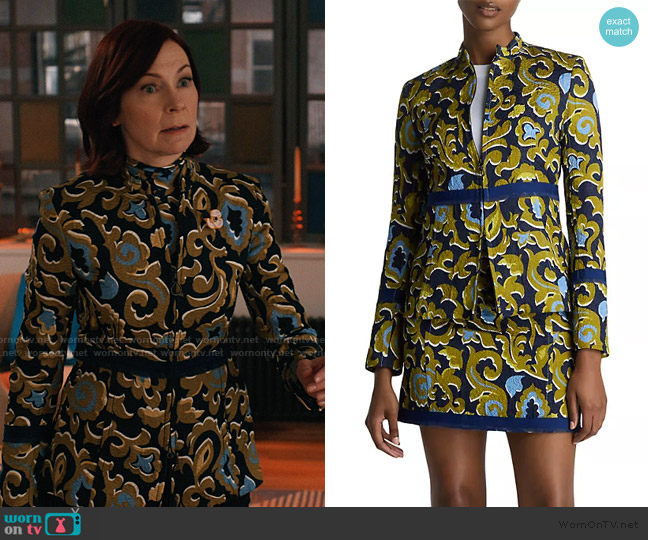 St. John Collection Western Paisley Print Cotton Blend Matelassé Zip-Up Jacket worn by Elsbeth Tascioni (Carrie Preston) on Elsbeth