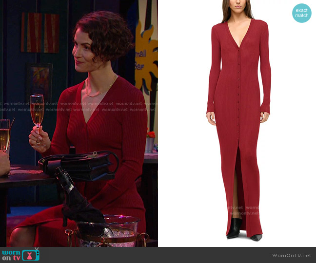 Staud Shoko Maxi Sweater Dress worn by Sarah Horton (Linsey Godfrey) on Days of our Lives