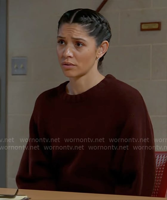 Stella’s burgundy sweater on Chicago Fire
