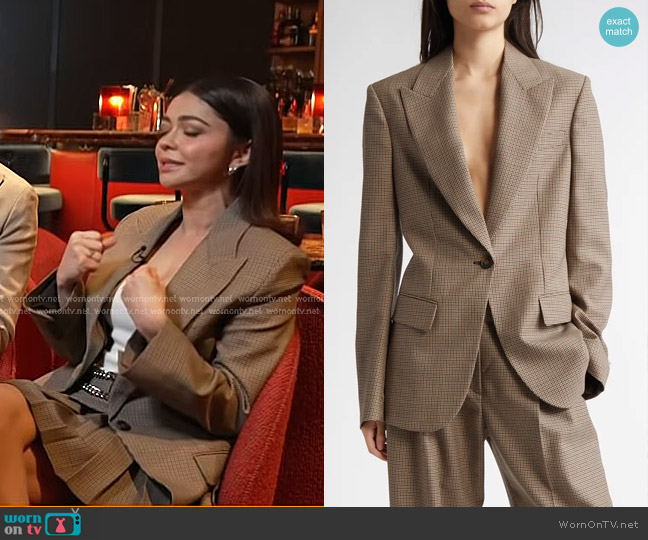 Stella McCartney Oversize Houndstooth Unlined Wool Blazer worn by Sarah Hyland on Today