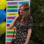 Stephanie’s black floral midi dress on Days of our Lives
