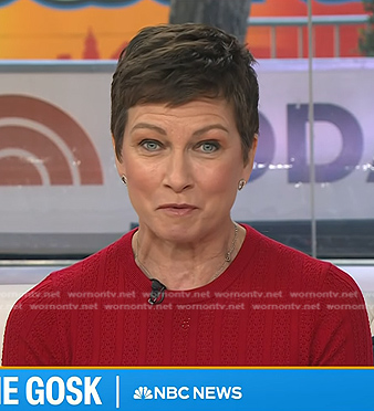 Stephanie’s red short sleeve sweater on Today