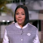 Stephanie’s grey varsivy bomber jacket on Good Morning America