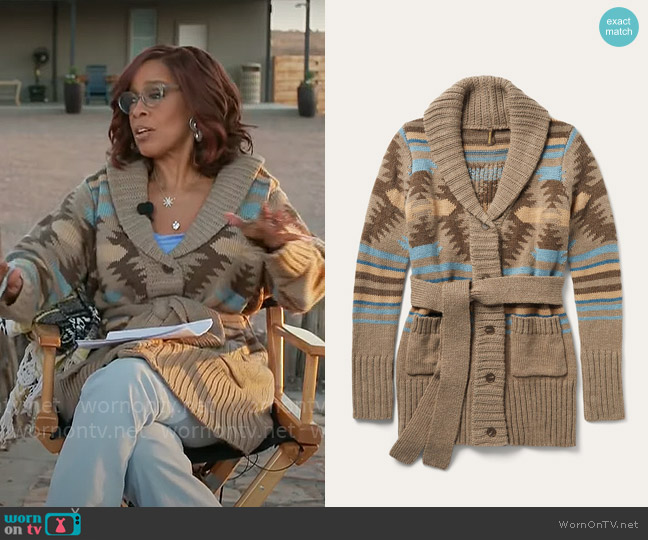 Stetson Chunky Knit Tie Sweater in Brown worn by Gayle King on CBS Mornings