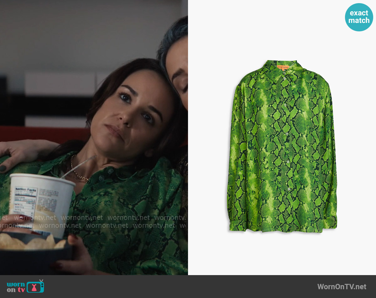 Stine Goya Sophia Shirt worn by Birdie (Melissa Fumero) on Grosse Pointe Garden Society
