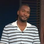 Scott’s stripe knit polo on Access Hollywood